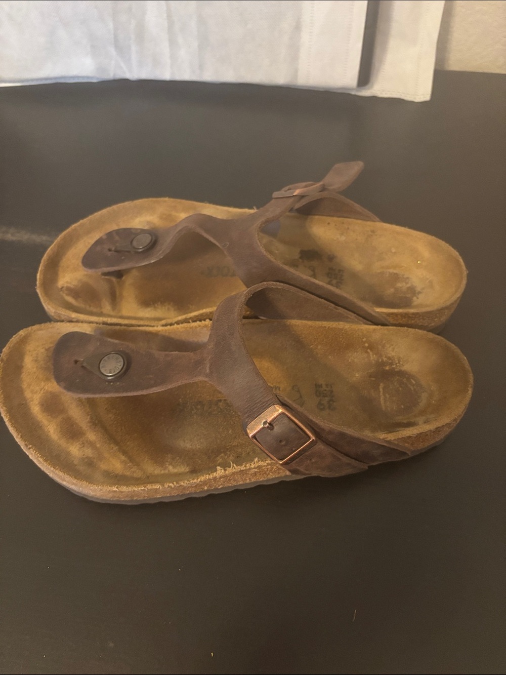 Birkenstock Brown Thong Sandals with Buckle